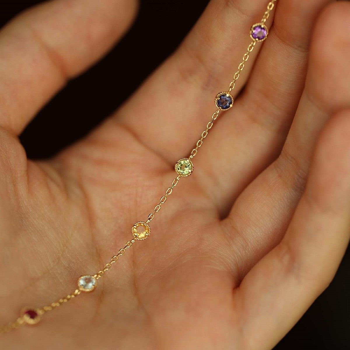 925 Sterling Silver Bracelet with 18K Gold Plating and Colorful Cubic Zirconia Set of 5