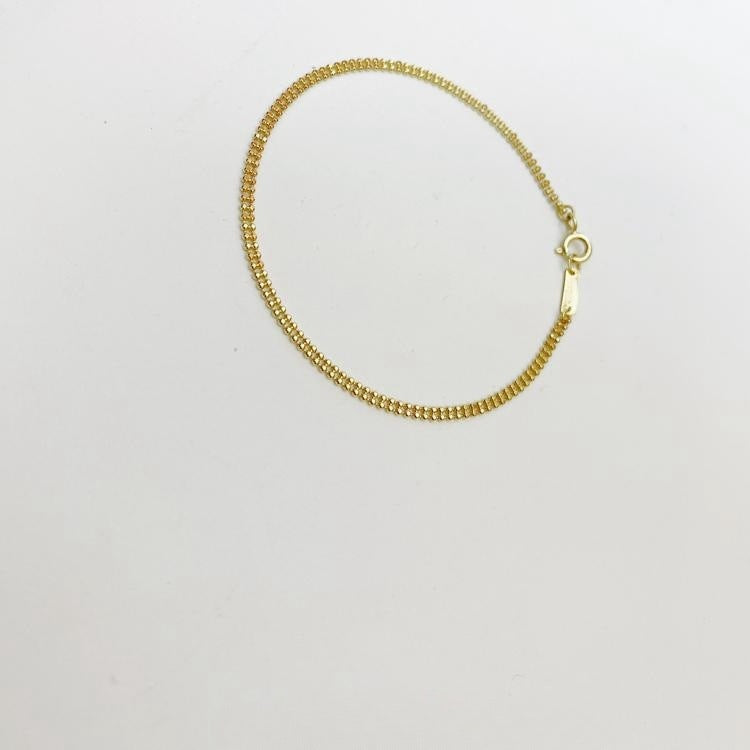 925 Sterling Silver 14K Gold Plated Minimalist Double Layer Beaded Chain Bracelet Set of 5