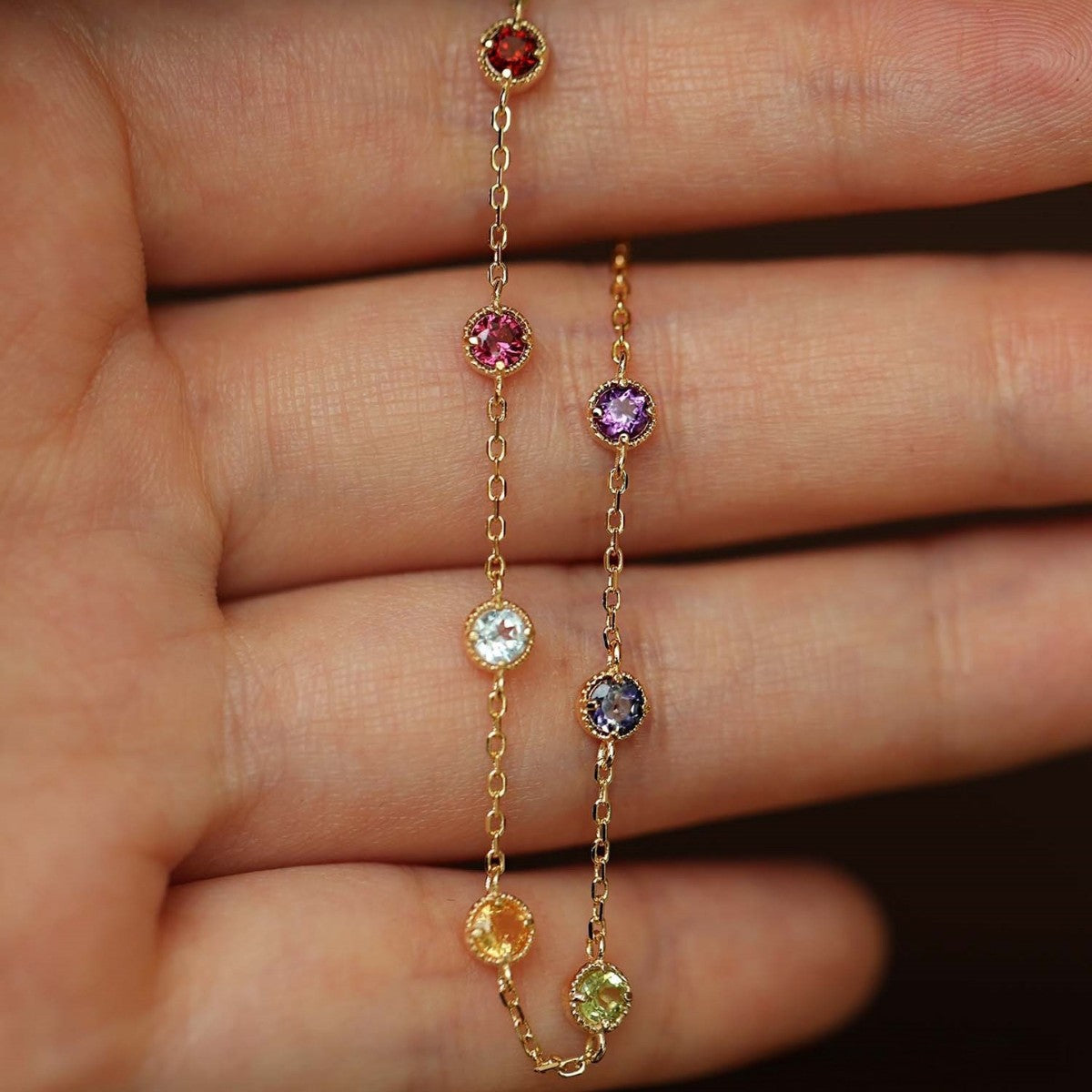 925 Sterling Silver Bracelet with 18K Gold Plating and Colorful Cubic Zirconia Set of 5