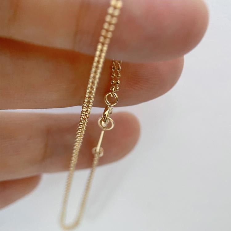 925 Sterling Silver 14K Gold Plated Minimalist Double Layer Beaded Chain Bracelet Set of 5
