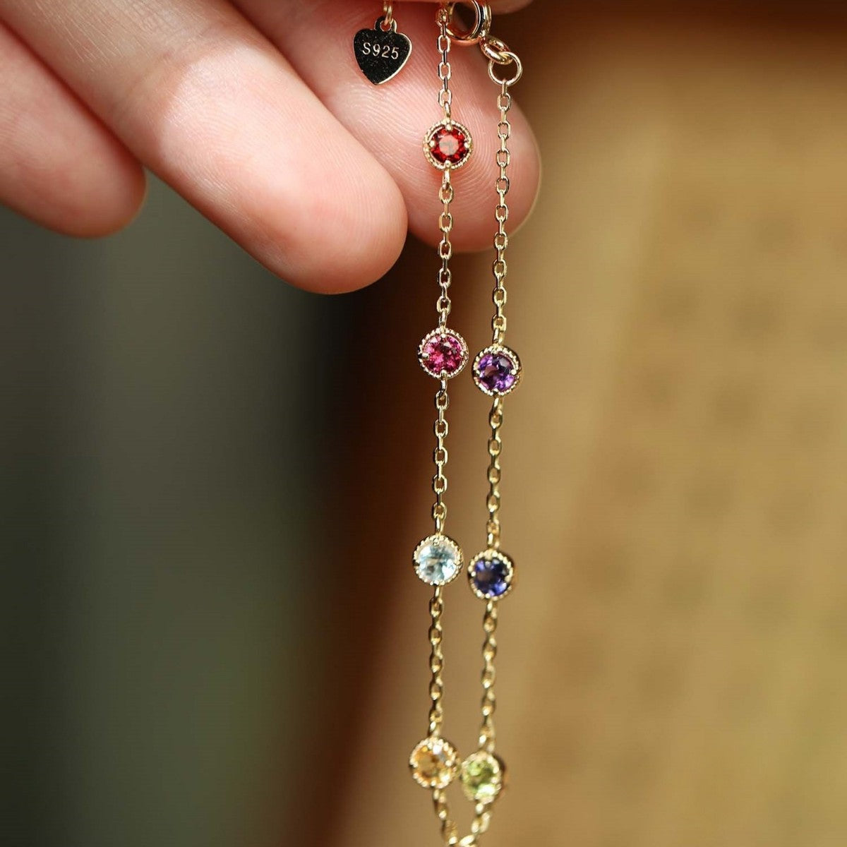 925 Sterling Silver Bracelet with 18K Gold Plating and Colorful Cubic Zirconia Set of 5