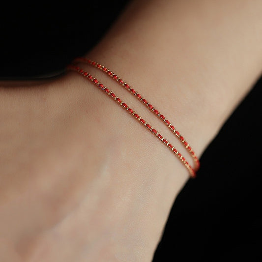 925 Sterling Silver 18K Gold Plated Braided Cord Bracelet Set of 5