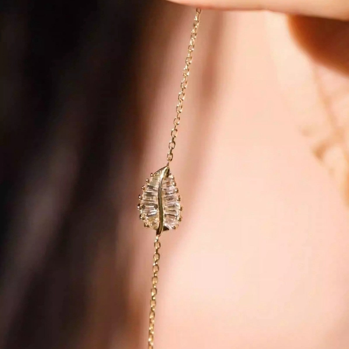 925 Sterling Silver 14K Gold Plated Full Step Square Cubic Zirconia Leaf Bracelet Set of 5