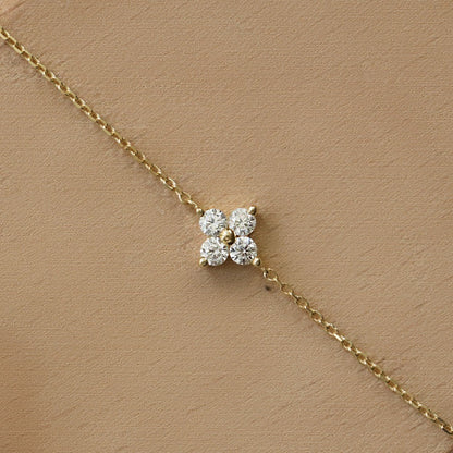 925 Sterling Silver 18K Gold Plated Mini Four-Petal Flower Cubic Zirconia Bracelet Set of 5