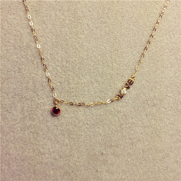 925 Sterling Silver 14K Gold Plated Love Pendant Necklace with Red CZ and Letter Detail Set of 5