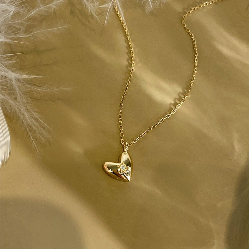 925 Sterling Silver 18K Gold Heart Necklace with Starburst Design Set of 5