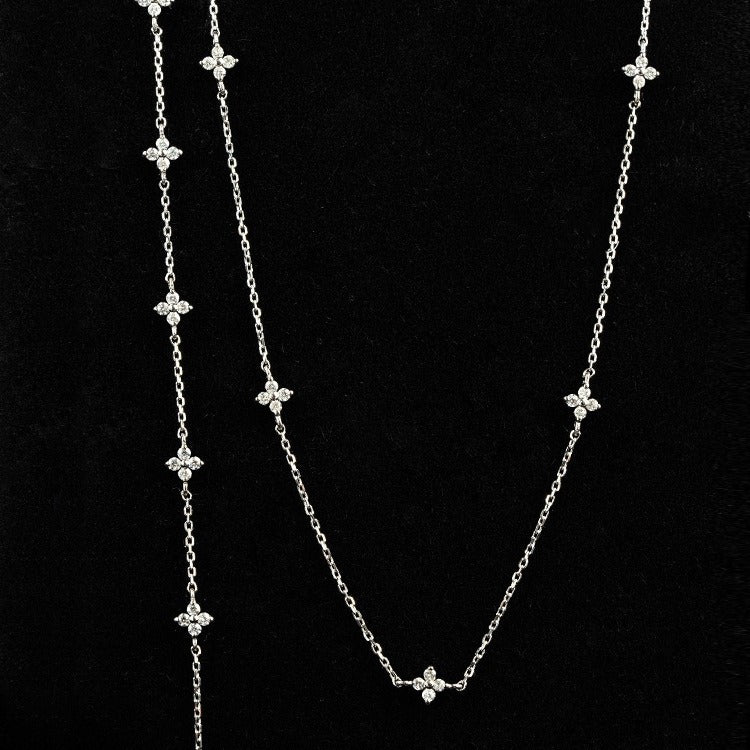 925 Sterling Silver 18K Gold Plated Four Leaf Clover Starry Cubic Zirconia Necklace Set of 5