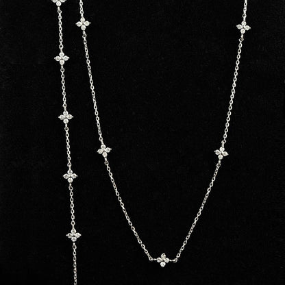 925 Sterling Silver 18K Gold Plated Four Leaf Clover Starry Cubic Zirconia Necklace Set of 5