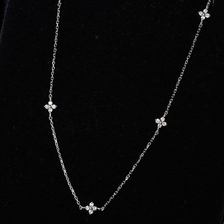 925 Sterling Silver 18K Gold Plated Four Leaf Clover Starry Cubic Zirconia Necklace Set of 5