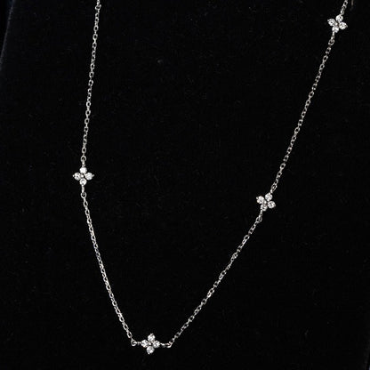 925 Sterling Silver 18K Gold Plated Four Leaf Clover Starry Cubic Zirconia Necklace Set of 5