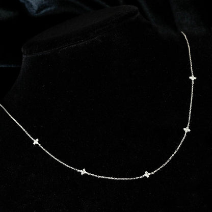 925 Sterling Silver 18K Gold Plated Four Leaf Clover Starry Cubic Zirconia Necklace Set of 5