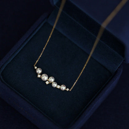 925 Sterling Silver 18K Gold Plated Shell Pearl Bead Necklace Set of 5