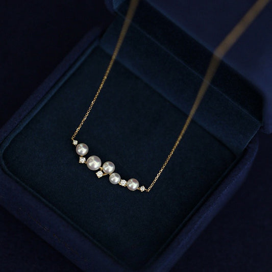 925 Sterling Silver 18K Gold Plated Shell Pearl Bead Necklace Set of 5