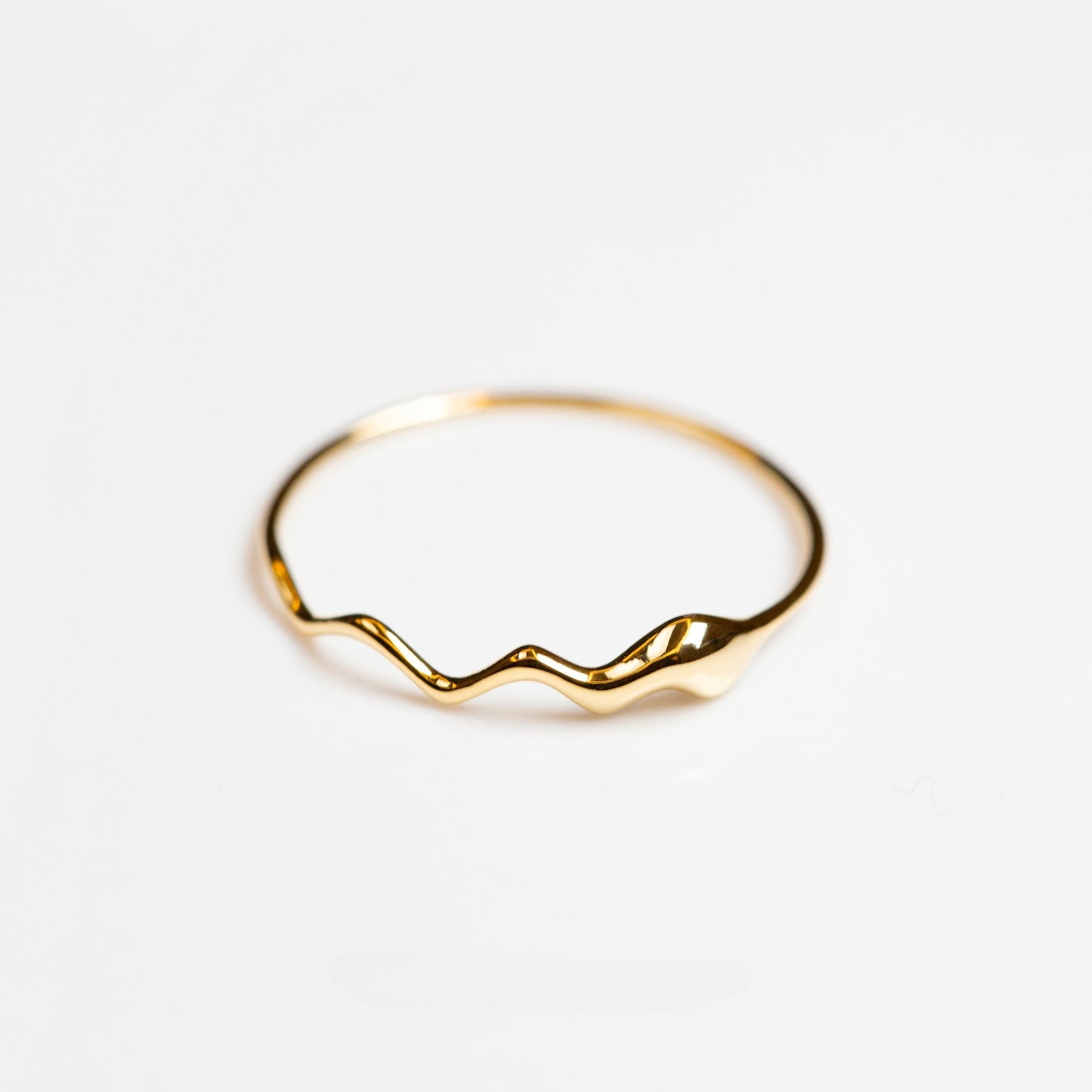 Wavy Band Ring 925 Sterling Silver 18K Gold Plated Teardrop Minimalist Gold Ring for Women Set of 5