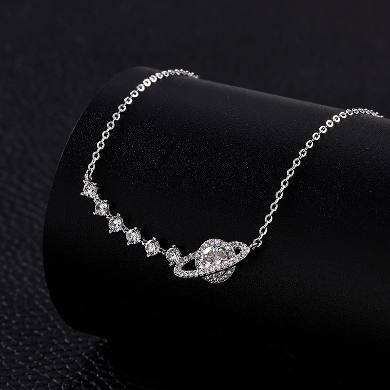 925 Sterling Silver Celestial Star Planet Necklace with Sparkling Design Set of 5