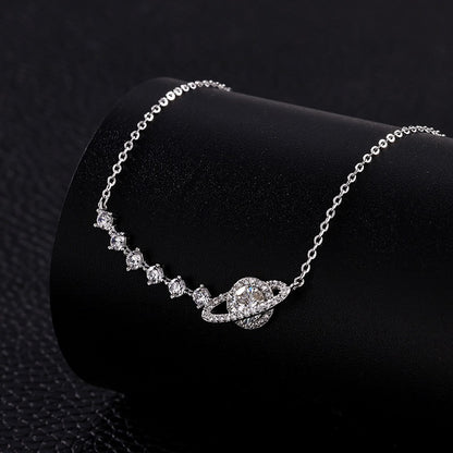 925 Sterling Silver Celestial Star Planet Necklace with Sparkling Design Set of 5
