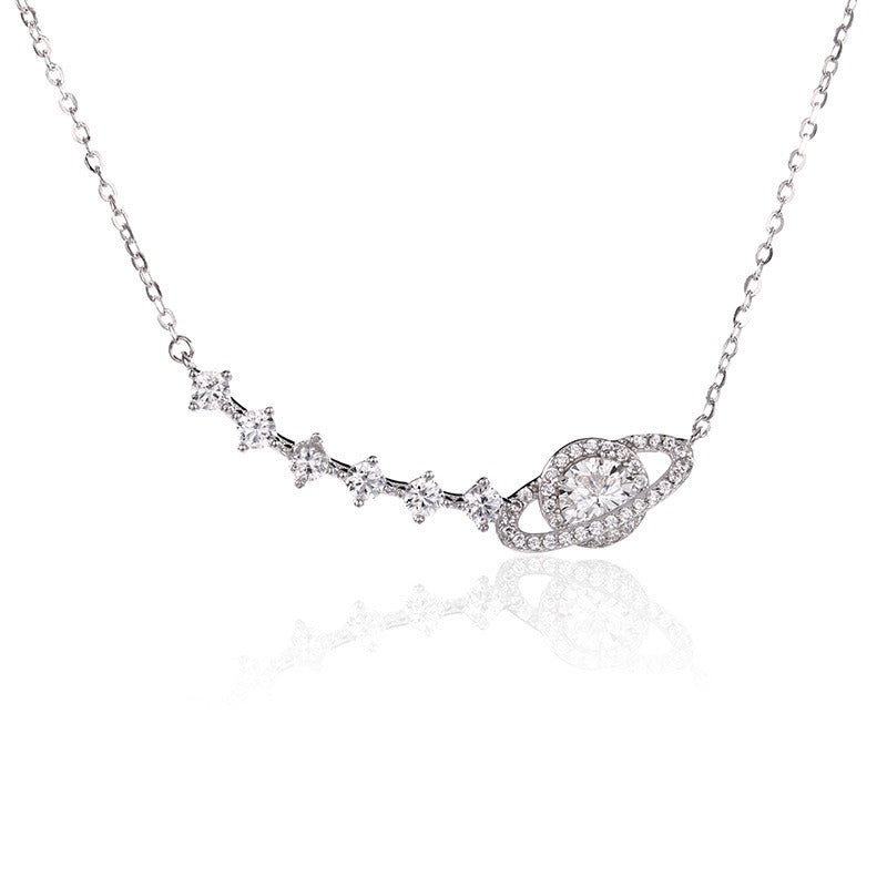 925 Sterling Silver Celestial Star Planet Necklace with Sparkling Design Set of 5