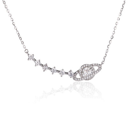 925 Sterling Silver Celestial Star Planet Necklace with Sparkling Design Set of 5