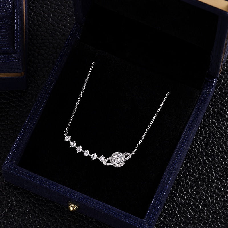 925 Sterling Silver Celestial Star Planet Necklace with Sparkling Design Set of 5