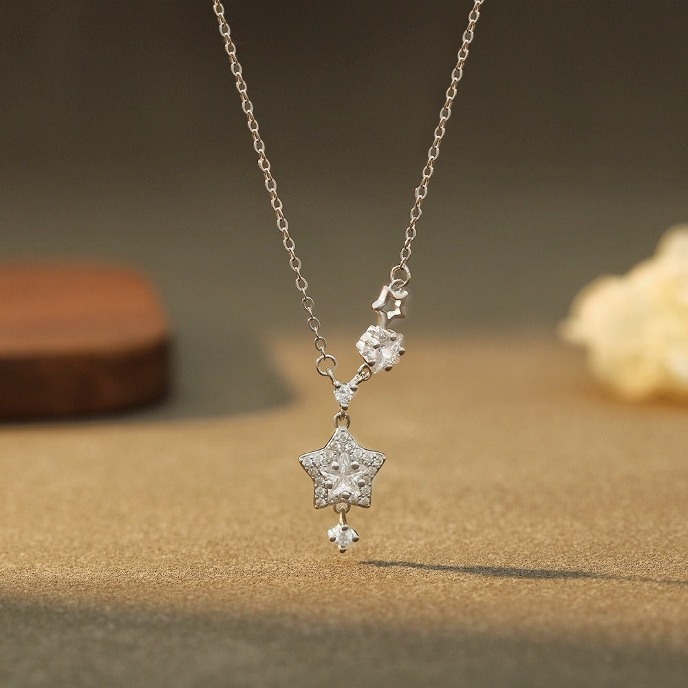 999 Sterling Silver Dainty Star Necklace Star Statement Jewelry Gift for Her
