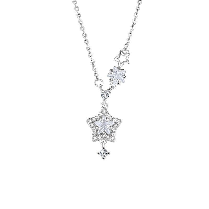 999 Sterling Silver Dainty Star Necklace Star Statement Jewelry Gift for Her