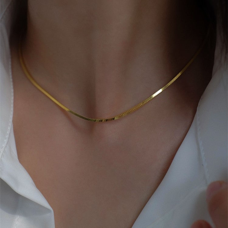 925 Sterling Silver Herringbone Snake Chain Necklace Minimalist Jewelry for Women Set of 5