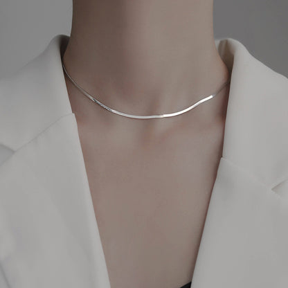 925 Sterling Silver Herringbone Snake Chain Necklace Minimalist Jewelry for Women Set of 5