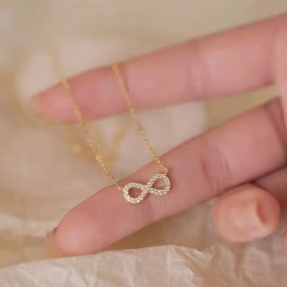 925 Sterling Silver Infinity Pendant Necklace with Cubic Zirconia Dainty Romantic Jewelry Gift for Wife