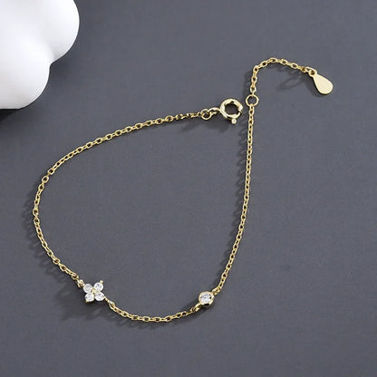 Delicate sterling silver clover bracelet for women perfect for day gift or everyday wear