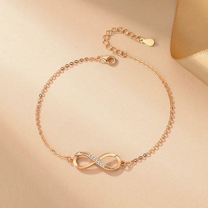 Infinity charm bracelet for her in sterling silver with CZ stones, cozy gift for mom