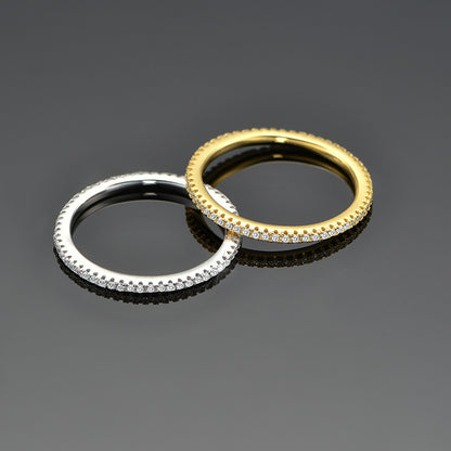 925 Sterling Silver CZ Eternity Band Ring Stackable Gold or Silver Set of 5