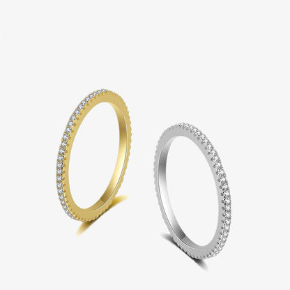 925 Sterling Silver CZ Eternity Band Ring Stackable Gold or Silver Set of 5