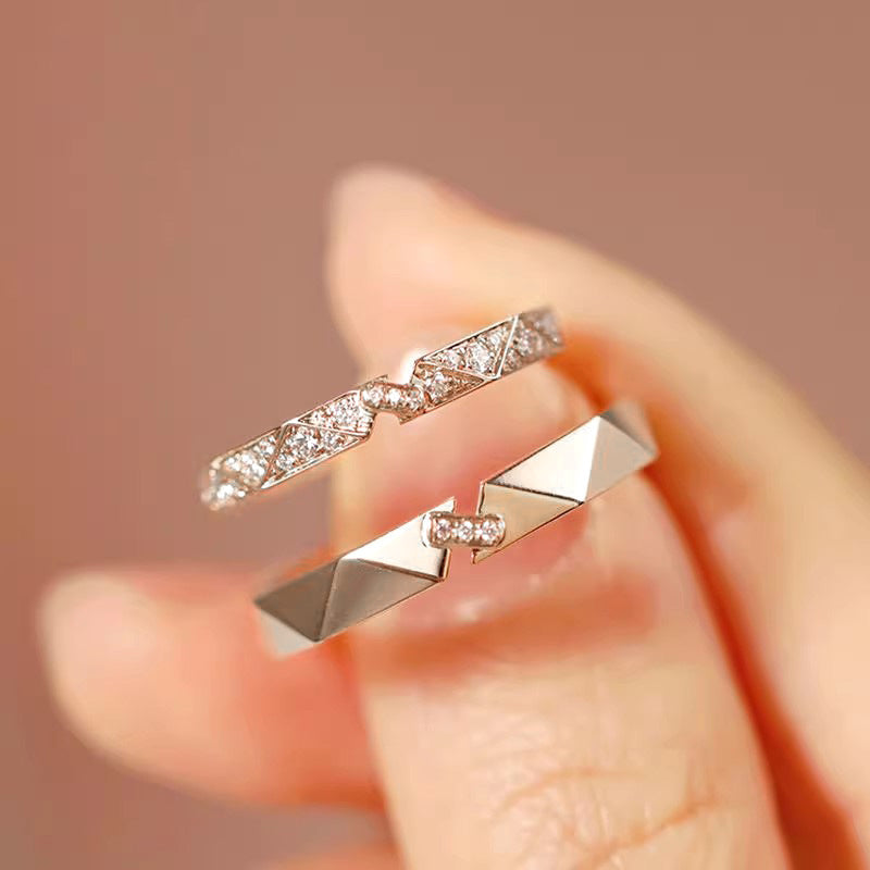 cubic zirconia couple ring for women paired with sleek unisex band for men