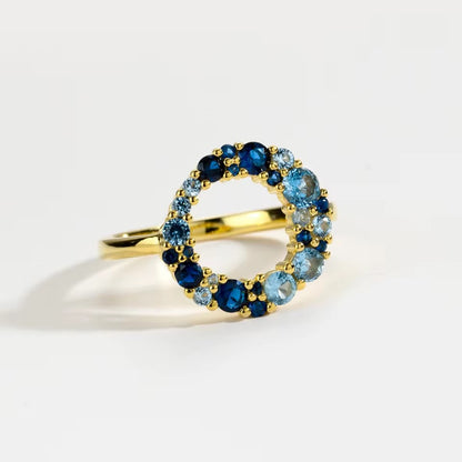 blue CZ solitaire ring in 925 silver for fashion jewelry or bridal gift