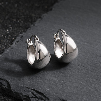 Wholesale 925 sterling silver chunky hoop earrings white gold plated minimalist jewelry