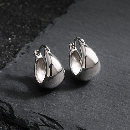 Wholesale 925 sterling silver chunky hoop earrings white gold plated minimalist jewelry