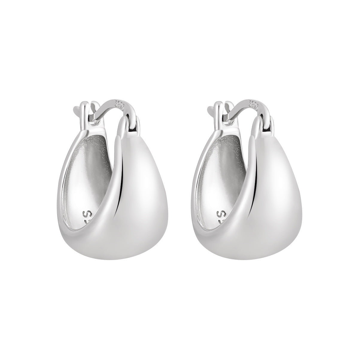 925 sterling silver thick hoop earrings white gold plated for minimalist style wholesale
