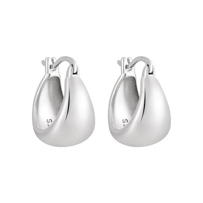 925 sterling silver thick hoop earrings white gold plated for minimalist style wholesale