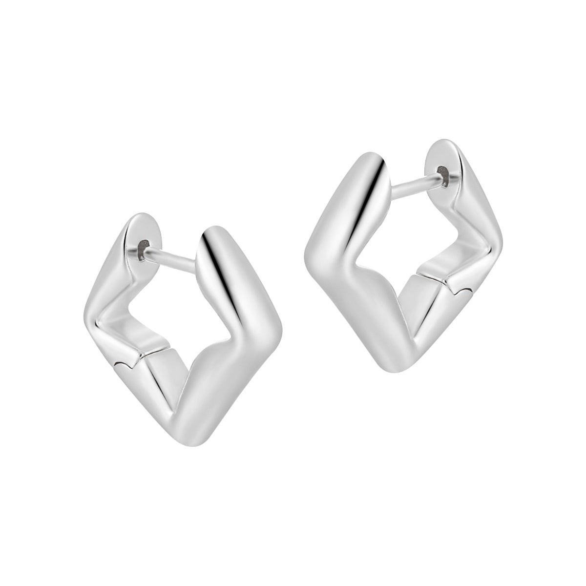 Geometric hoop earrings 925 sterling silver wholesale jewelry for women minimalist style in silver