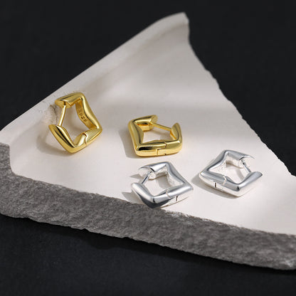 Modern geometric hoop earrings wholesale set in 925 sterling silver and 18K gold plated finish