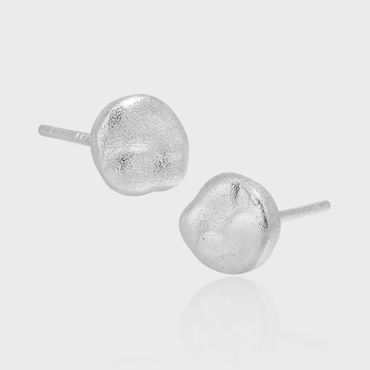 Two-tone 18k gold and silver minimalist round stud earrings on cement block for women, 925 sterling silver earrings wholesale