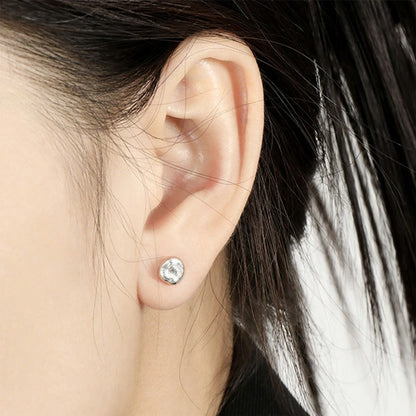 925 sterling silver hypoallergenic round stud earrings for women, simple korean style wholesale jewelry