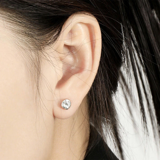 925 sterling silver hypoallergenic round stud earrings for women, simple korean style wholesale jewelry