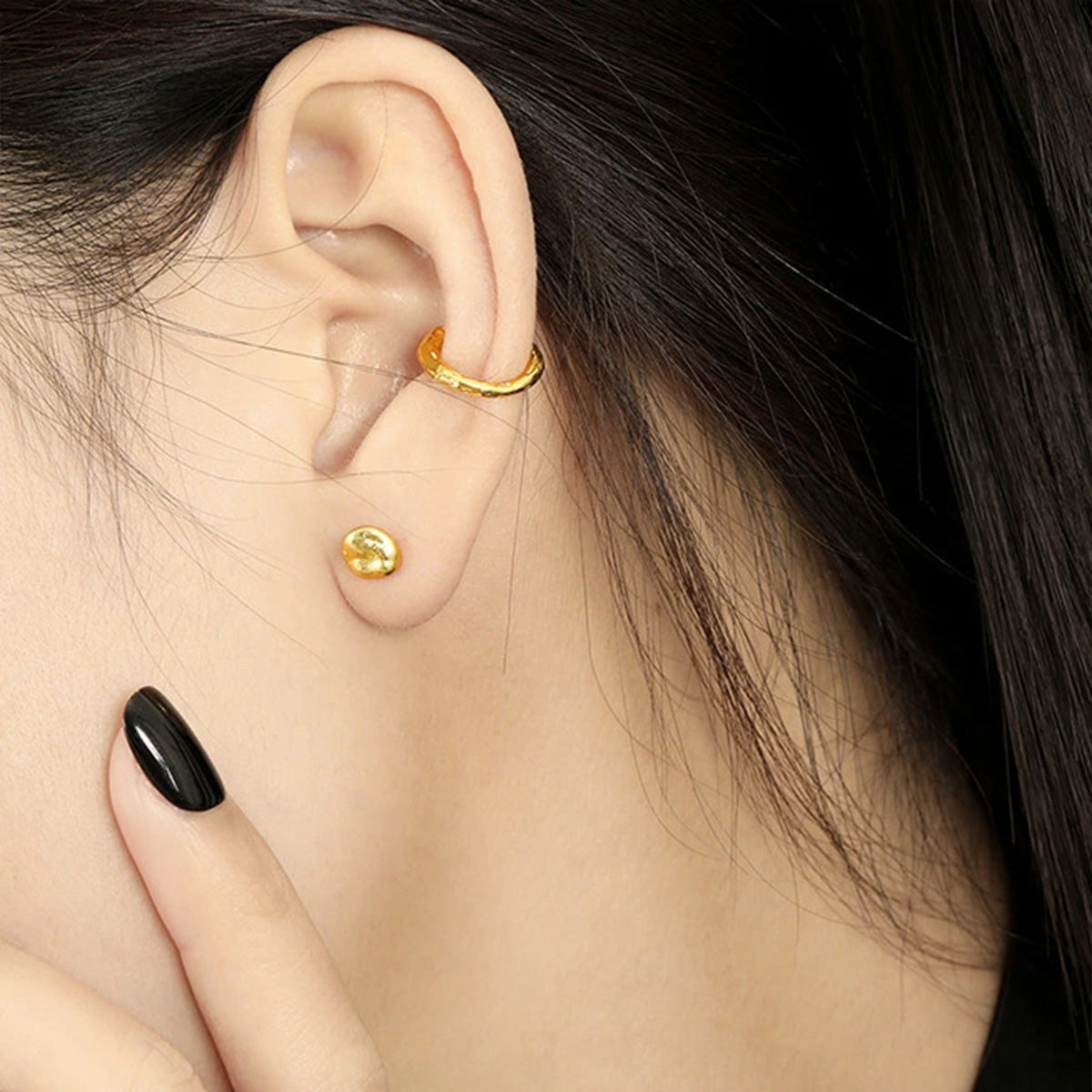 Textured gold round stud earrings set, minimalist jewelry wholesale for women, bulk 18k gold plated studs