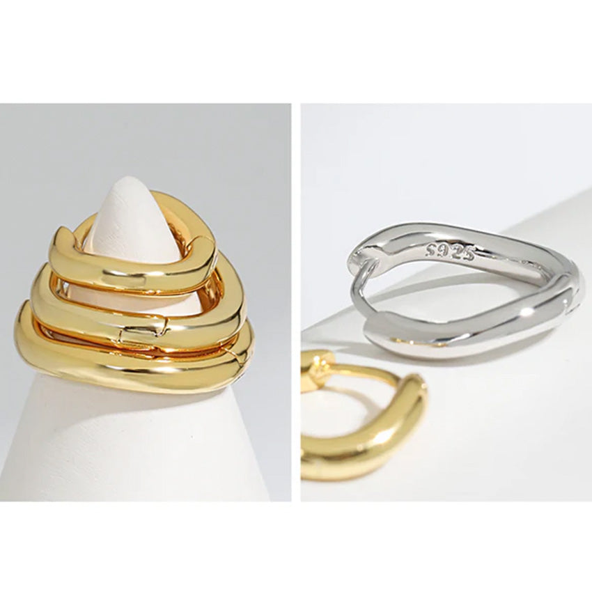 Stackable 925 sterling silver and 18K gold plated earrings – wholesale bulk jewelry display