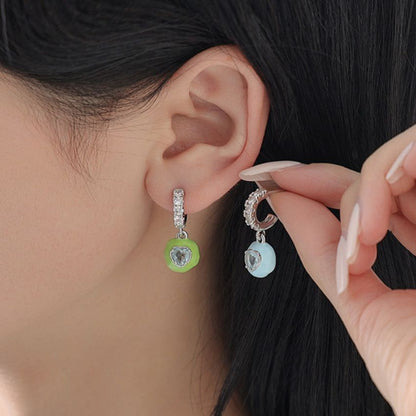 Wholesale 5 Pairs Set Brass Colorful Enamel Ball Dangle Earrings Heart Zircon Crystal Hoops Elegant Fashion Jewelry Retail Ready