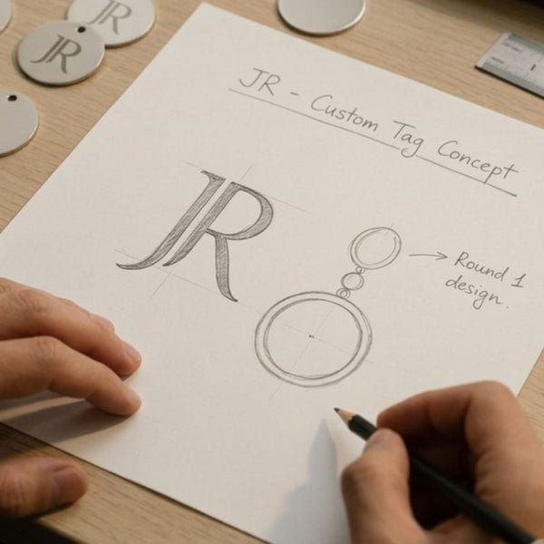 Custom Jewelry Logo Tag Design Sketch