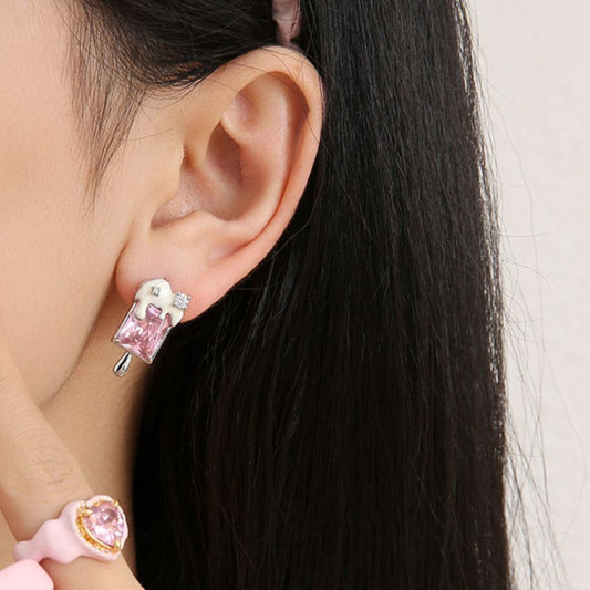 Wholesale 5 Pairs Brass Dessert Stud Earrings Donut Ice Cream Lollipop