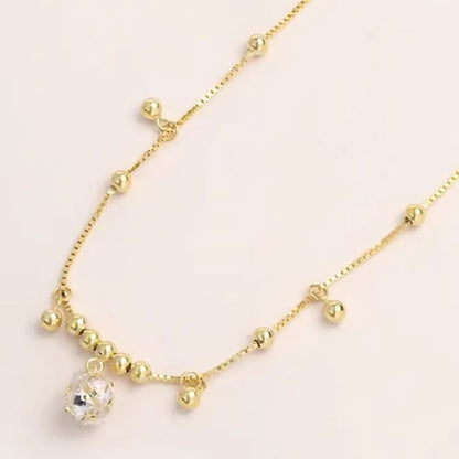 Wholesale 5 Pcs Brass Gold Bead Anklets Zircon Dangle Box Chain Jewelry