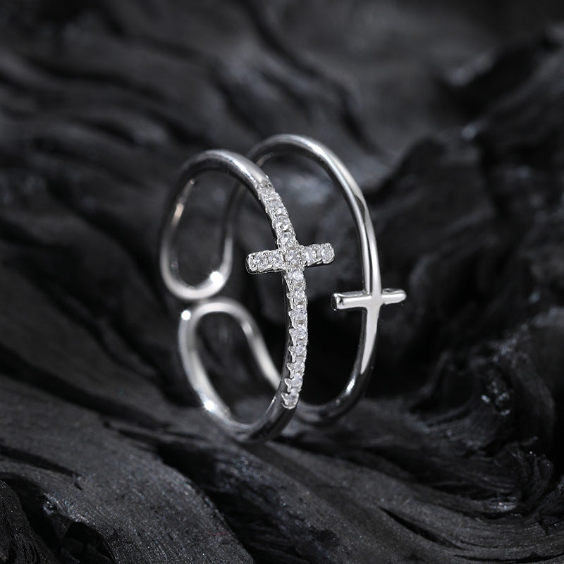 dainty gold cross ring wholesale set